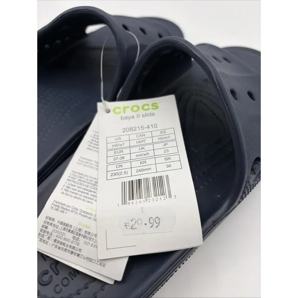 Crocs Adult Baya II Slide Sandals 208215-410 Navy Blue Unisex M5 W7 NWT